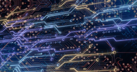 Image of data processing over black background