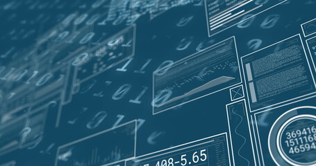 Image of data processing over blue background