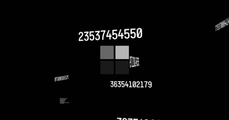Image of numbers and loading squares data processing over black background