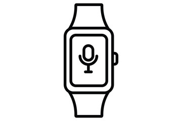 Watch icon with microphone. icon related to time management communication. line icon style. element illustration