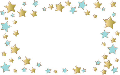 縁取りされた金色と水色の星を散りばめたフレーム背景
