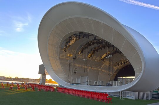 San Diego, California, USA - January 27, 2024: The Rady Shell at Jacobs Park, State of the Art Modern Outdoor Symphony Concert Venue opened in 2021 at Embarcadero Marina Park South