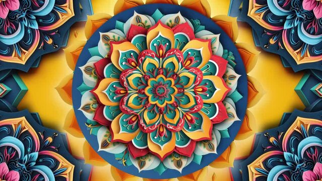 Vibrant 4k footage featuring a full-color origami mandala for creative projects.