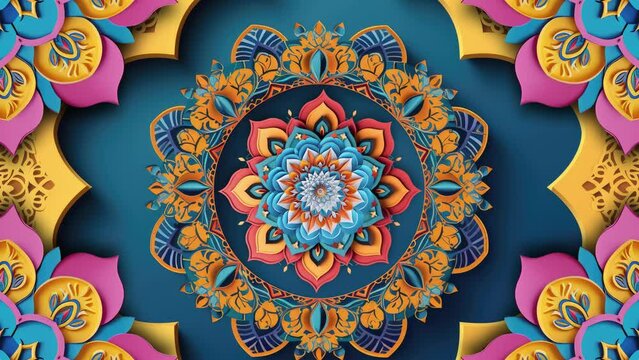 Exquisite Ramadan background adorned with a colorful 4k origami mandala.