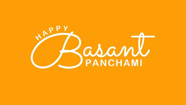Happy Basant Panchami Text Animation. Great for Basant Panchami Celebrations with transparent background, for banner, social media feed wallpaper stories