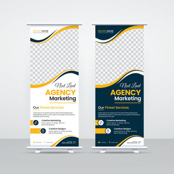 Corporate business roll up pull up x banner standee template design, modern creative layout design bundle set for business advertising promotion marketing ads, new trendy editable wavy design