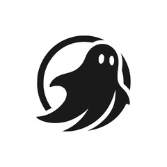 cartoon ghost halloween logo vector illustration template design - obrazy, fototapety, plakaty