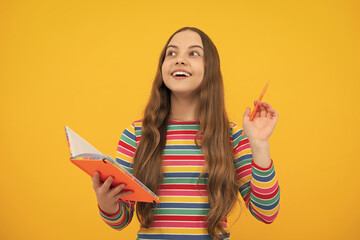 Back to school. Portrait of teenage school girl with books. Children school and education concept....