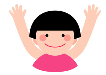 バンザイする女の子
