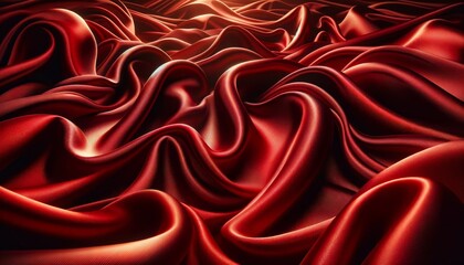 Obraz premium luxurious red satin fabric with smooth waves and folds