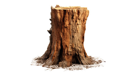 Empty tree trunk isolated on a transparent background 