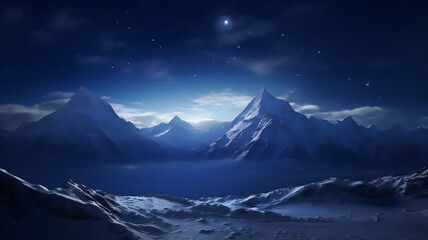 Fantastic Winter Epic Magical Landscape of Mountains. Frozen nature. Glacier in the mountains....