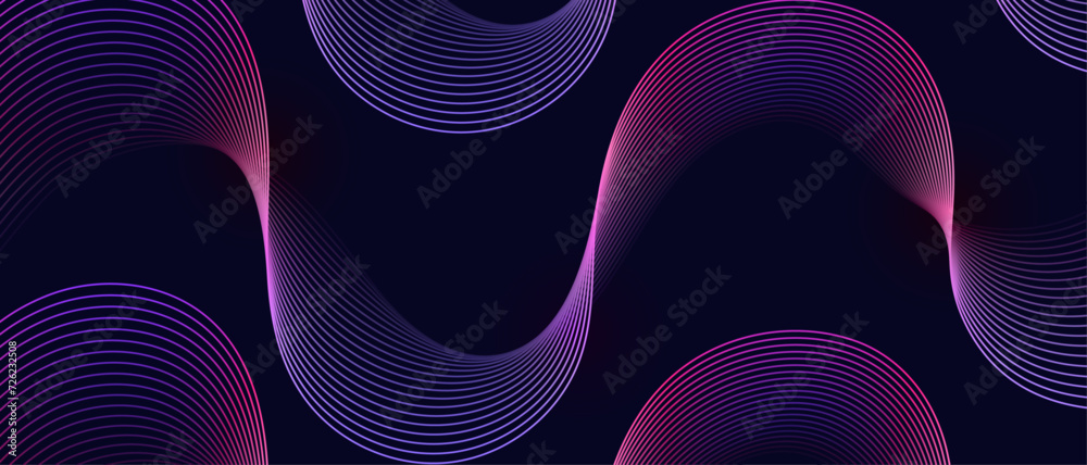 Sticker novo glowing abstract vector wavy line., different color in dark background for ai and all digital c