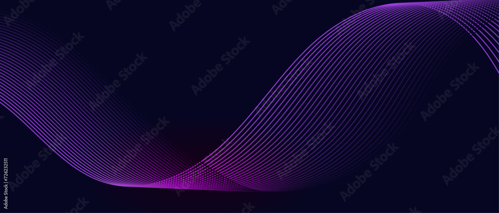 Wall mural novo glowing abstract vector wavy line., different color in dark background for ai and all digital c