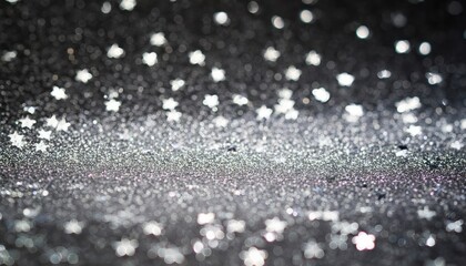 Defocused silver glitter star background