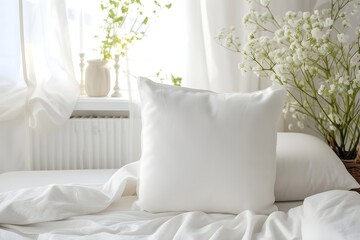 white pillow mockup on a white background