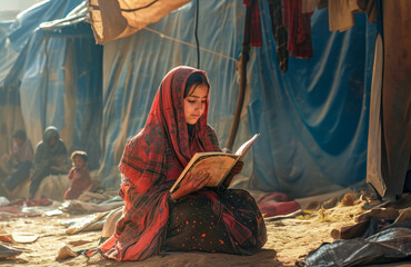 Beacon of Knowledge: Young Reader in the Refugee Camp