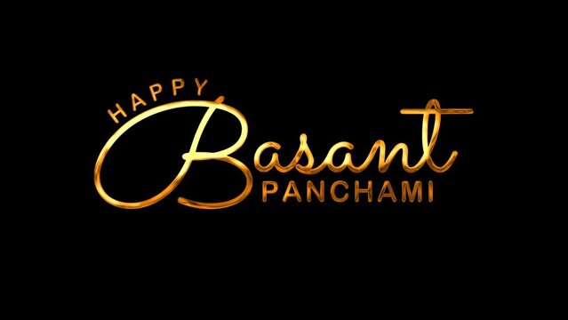 Happy Basant Panchami Text Animation on Gold Color. Great for Basant Panchami Celebrations, for banner, social media feed wallpaper stories.