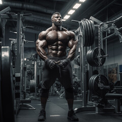 bodybuilder training in the gym