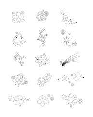 Simple Outlined Flower and Star Design Set