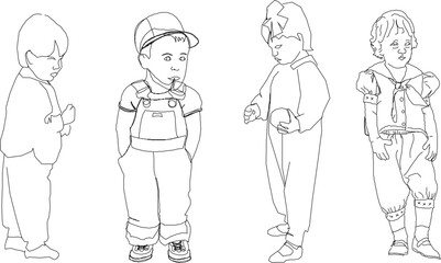 Vector sketch illustration design of a small child standing