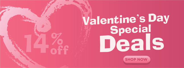 valentine's day special delas banner template. abstract love heart shape with text. vector illustration