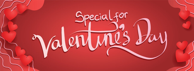 special for valentines day promotional event banner template. abstrct love heart shape with text. vector illustration