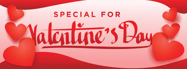 special for valentines day promotional event banner template. abstrct love heart shape with text. vector illustration