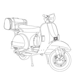Coloring page vector line art for book and drawing. Black contour sketch illustrate Isolated on white background. High speed drive vehicle. Graphic element. Illustration motorcycle.Stroke without fill