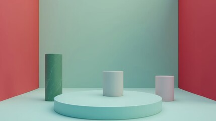 Trendy podium display for product design. Abstract background with platform for product display.