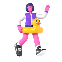 Girl Travel Rubber Duck Holiday Vacation