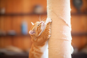 cat scratching on a sisal rope post