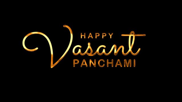 Happy Vasant Panchami Text Animation on Gold Color. Great for Vasant Panchami Celebrations, for banner, social media feed wallpaper stories.