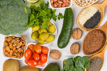 Healthy food high in fiber, natural sources of minerals, healthy lifestyle and nutrition