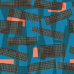 Indigo block print fabric design with abstract avant-garde motives. High quality photo - 726240747