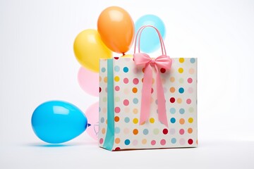 polka dot gift bag with color matching tissue paper