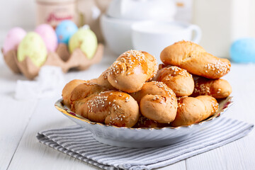 Homemade Greek Easter cookies koulourakia.