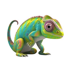 Obraz premium Cartoon Chameleon PNG Cutout, Generative AI