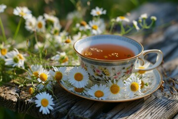 Obraz na płótnie Canvas Tea cup with chamomile