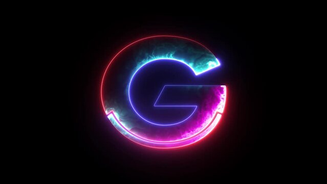 Glowing neon blue and purple alphabet "G" icon. Glowing alphabet G icon, glowing letter, Educational concept with neon letter