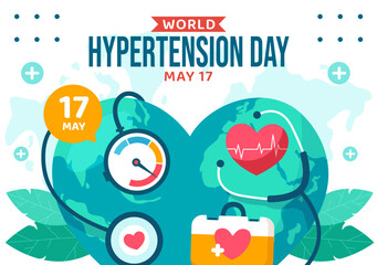 Hypertension Day Social Media Background Flat Cartoon Hand Drawn Templates Illustration