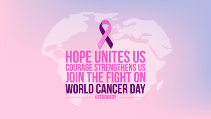 World Cancer Day. 4th February. Template for Banner, Greeting card, Poster Background. Vector Illustration