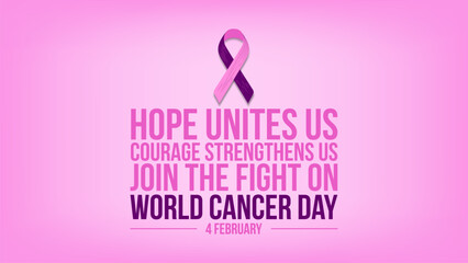 World Cancer Day. 4th February. Template for Banner, Greeting card, Poster Background. Vector Illustration