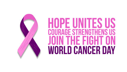 World Cancer Day. 4th February. Template for Banner, Greeting card, Poster Background. Vector Illustration