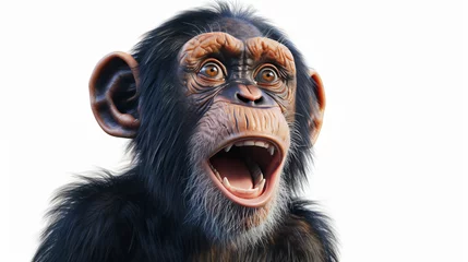 Zelfklevend Fotobehang This vibrant and playful 3D rendering showcases a mischievous cheeky monkey in incredible detail. With a super realistic touch, this artwork captures the essence of the monkey's expressive f © Factory