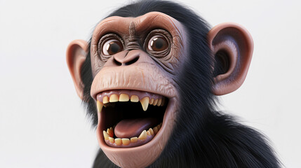A charming and mischievous monkey comes to life in stunning 3D style with super rendering techniques. This playful creature is depicted in a white background, allowing it to shine as the foc