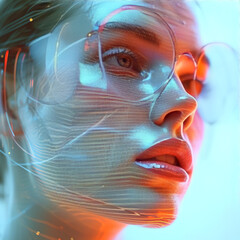 Retro Futuristic Portrait in Holo 3D Effect
