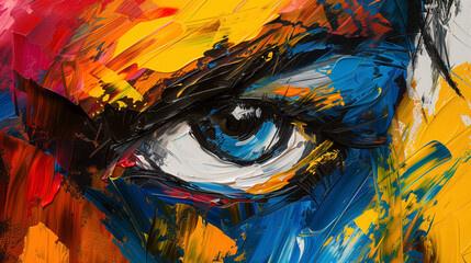 Vivid eye painting with expressive brushstrokes.