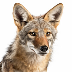 Fototapeta premium Front_view_close_up_of_Jackal_animal_isolated_on_white