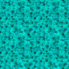 Watercolor green blue spotted endless texture. Seamless pattern with paint stains in tie dye style. Grunge laconic print for men's fabric.